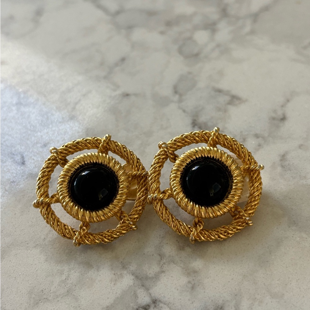 Vintage Dior Gold and Black Earrings